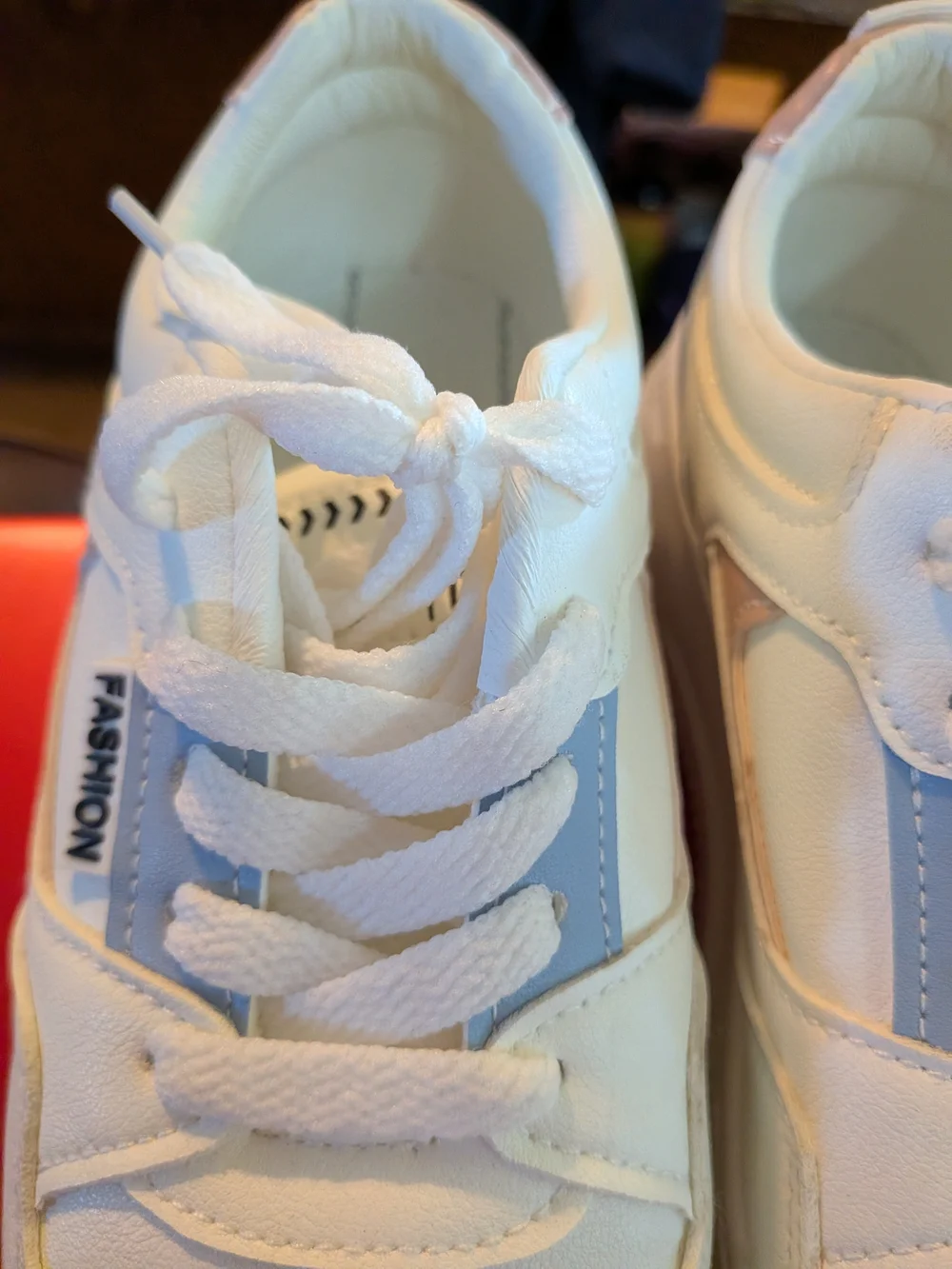 Women’s White Athletic Sneakers with Light Blue Accent